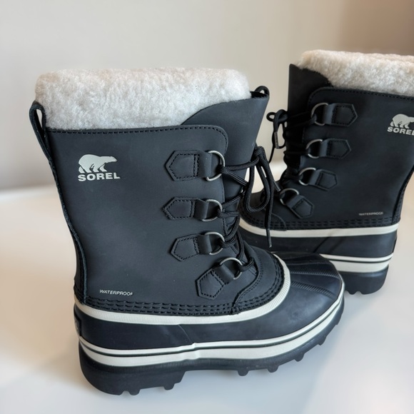 Sorel Black and White Fleece-Lined Boots - Picture 3 of 7